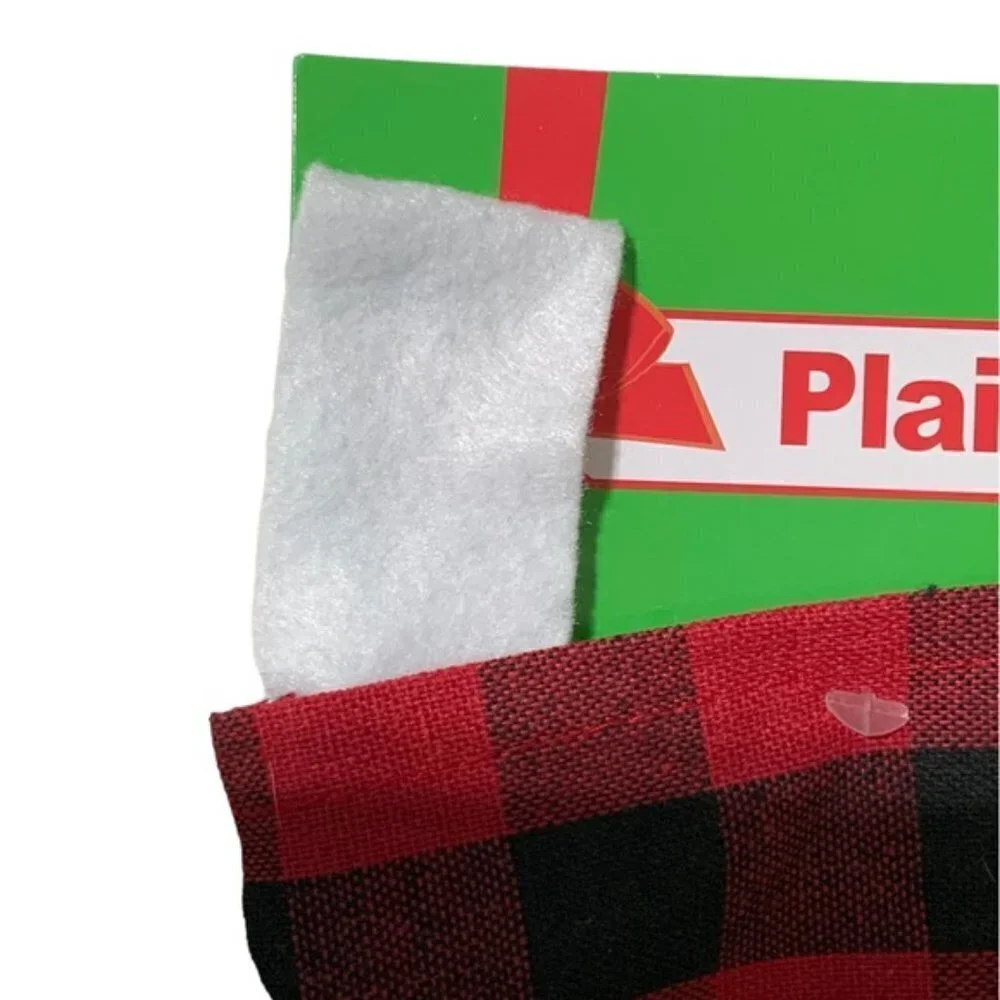 Christmas Stocking Cardinals Buffalo Check Plaid Red Black 17 inch 2 Piece